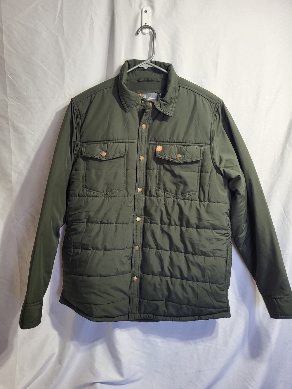 American Outdoorsman Quilted Field Jacket in Olive Green, Size Medium